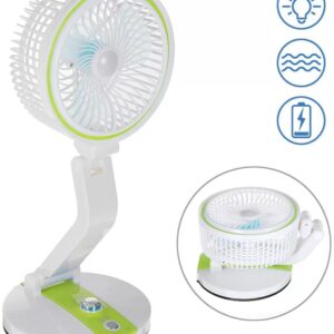Rechargeable Folding Table Fan With Led Light