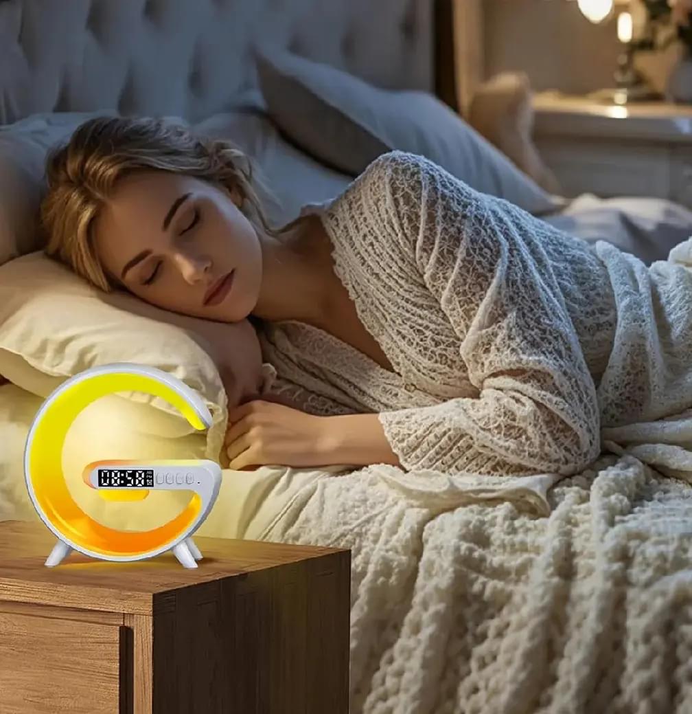 LED Wireless Charging RGB Bluetooth Speaker Clock and Rechargeable Table Lamp - Image 3