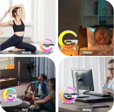 LED Wireless Charging RGB Bluetooth Speaker Clock and Rechargeable Table Lamp - Image 4